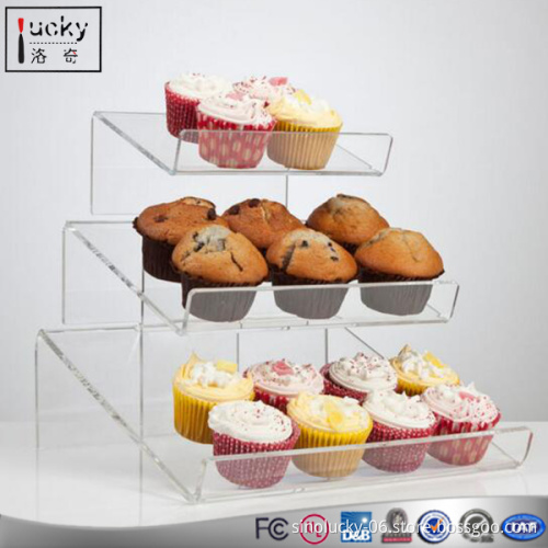 3 Tray Display Case with Doors,Angled Tiered Display Cupcake Stand